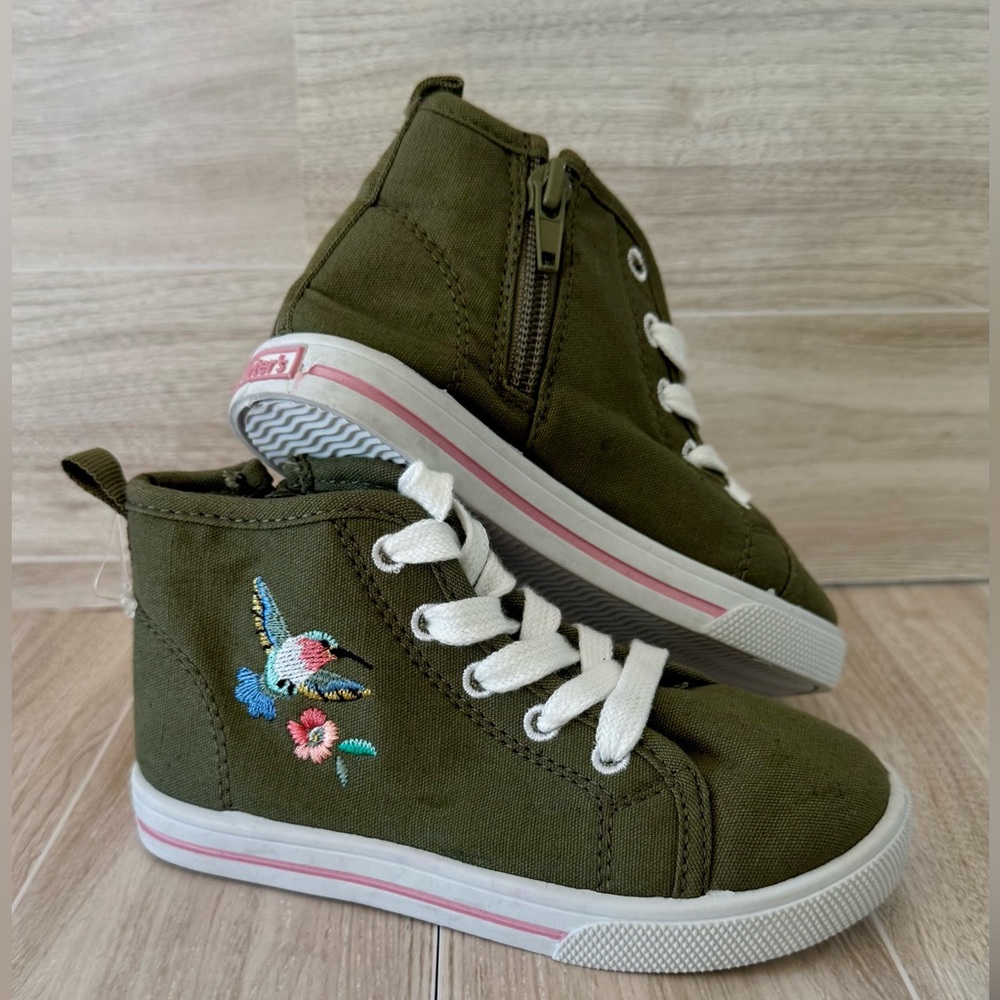 💚 Carter’s - Toddler Girls’ Green High-Top Sneakers - size 9 (NWT) - Picture 2 of 12